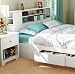 South Shore Vito Collection Queen 60-Inch Bookcase Headboard, Pure White