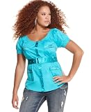 Dereon Plus Size Blouse, Short Sleeve Belted 51pgVb8dXnL. SL160 Dereon Plus Size Blouse, Short Sleeve Belted