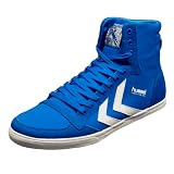 Hummel Slimmer Stadil High Top Sneaker Shoe In Blue Canvas