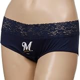 NCAA Milwaukee Brewers Womens BII Lace Trim Panties - Navy Blue (Medium)