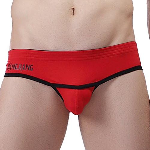 ZIHAN Men's Cotton Skull Printed Stretch Briefs Large Red
