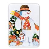 Snowman with Skis, 1998 (w/c on paper) by.. - Mouse Mat Art247 Highest Quality Natural Rubber Mouse Mats - Mouse Mat