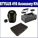 Olympus Stylus 410 Digital Camera Accessory Kit includes: SDLI10B Battery, SDM-148 Charger, SDC-21 Case