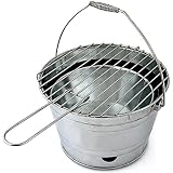 Relaxdays Grill Rundgrill Grilleimer Barbecue BBQ Stahl verzinkt Grillrost verchromt ca. 27 cm Durchmesser