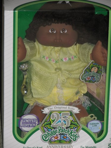 Childrens Toyshop  Toys : Cabbage Patch Kids 25th Anniversary Limited Edition African-American Girl Doll with Dark Brown Hair in a Pony Tail