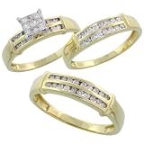 14k White Gold 3 Piece Trio His (4.5mm) & Hers (4mm; 6mm) Wedding Band Set, w/ 0.74 Carat Brilliant Cut & Invisible Set Diamonds; (Mens size 8.5 to 12.5; Ladies Size 5.5 to 8.5) 51pgr6lOdmL. SL160 14k White Gold 3 Piece Trio His (4.5mm) & Hers (4mm; 6mm) Wedding Band Set, w/ 0.74 Carat Brilliant Cut & Invisible Set Diamonds; (Mens size 8.5 to 12.5; Ladies Size 5.5 to 8.5)