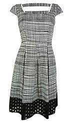Plaid Print Cotton/Polyester/Spandex Scoop Neck Pleated  Dress