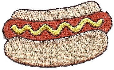 HOT DOG & BUN/ Iron On Embroidered Applique/Food, Picnic, Barbecue, Fast Food