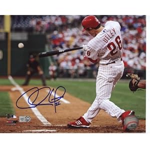 Buy MLB Philadelphia Phillies Chase Utley Hitting Autographed 8-by-10-Inch Photograph