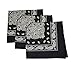 Set of 3 Black Large Cotton Paisley Bandanas