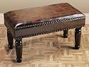 32" Wide HANDMADE Bi-Cast LEATHER TUSCANY STYLE BENCH