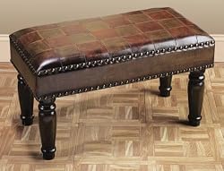 32" Wide HANDMADE Bi-Cast LEATHER TUSCANY STYLE BENCH