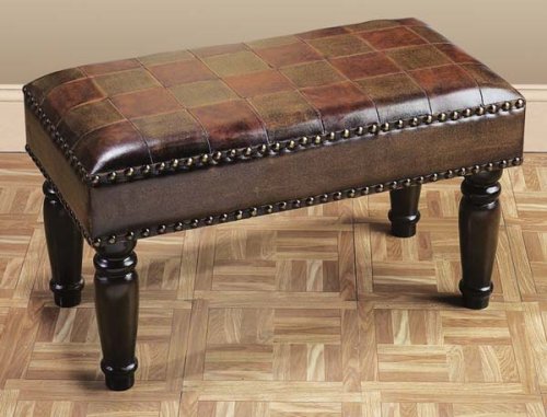 32" Wide HANDMADE Bi-Cast LEATHER TUSCANY STYLE BENCH