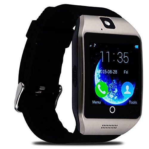 Bluetooth Smart Sports Watch Wrist Phone Watch with Pedometer Camera Support Micro Sim Card for Smart Phone [NFC 8G Silver]