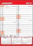 Three Month To View 2012 Appointment Wall Hanging Spiral Black & Red Calendar