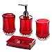 JustNile 4 Piece Elegant, Luxurious, Translucent Red Bathroom Accessory Set; includes Tumbler, Toothbrush Holder, Lotion Dispenser and Soap Dish, Made with Durable Acrylic