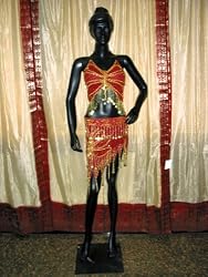 Maroon Bra Choli Hip Wrap Scarf Coin Bellydance Costume M
