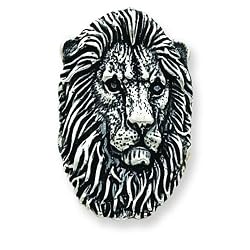 Sterling Silver Antiqued Lion Head Pendant with 20 inch Sterling Silver Chain
