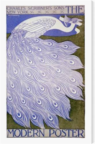 Art Nouveau Peacock Cover Illustration AZV01266 metal painting