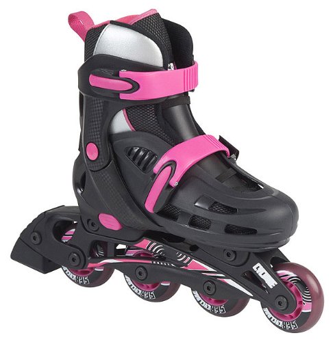 Childrens Toyshop  Toys : SFR Cyclone Black/Pink Kids Adjustable Inline Skate - Size UK 3 - UK 6