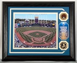 Kauffman Stadium Authenticated Infield Dirt Photomint with Gold Coin - Plaque - Kansas City Royals