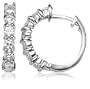 Sterling Silver Cubic Zirconia Hoop Earrings (0.6" Diameter)
