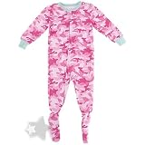 Pink and White Camo Footed Sleeper Pajamas for Girls