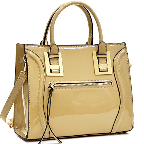 Dasein Structured Patent Faux Leather Satchel