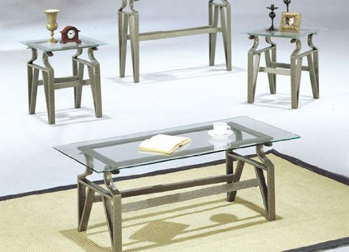 3pc Coffee Table & Bronze Finish