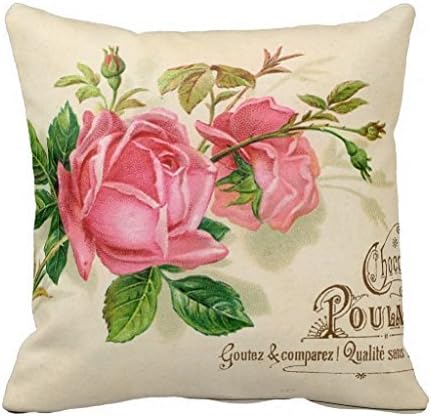 AMArtStore Pillowcases Vintage French Publicity Girly Red Roses 18x18(inches)