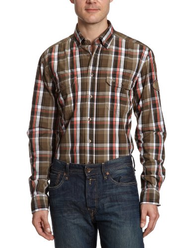 Camel Active Herren Hemden/ Freizeit, kariert 185200, Gr. 50 (M), Beige (26 wood) Preisvergleich
