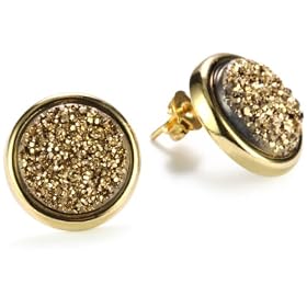 Marcia Moran Gold Druzy Stone Circle 18k Gold-Plated Earrings