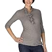 Moody Mama Maternity High Neck Top With Cascading Ruffle - Gray