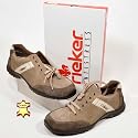 Tendiger Halbschuh, Sneaker zum schnüren , Rieker Modell Rico, Leder, braun/beige kombiniert. Markenschuhe, Schuhe