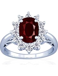 18K White Gold Cushion Cut Ruby Ring With Sidestones