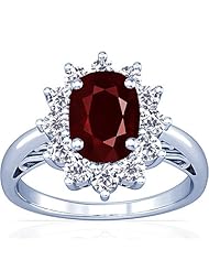 Platinum Cushion Cut Ruby Ring With Sidestones