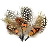Touch of Nature 3-Piece Natural Feather Pick with Nylon Loop for Arts and Crafts, 3.5-Inch, Guinea/Orange