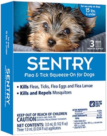 RSHOPS RSHOPS Sentry Flea &amp; Tick Squeeze-On for Dogs 15 lbs &amp; Under, 3pk