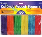 BAZIC Colored Wood Spoons, Assorted, 100 Per Pack (3461-24P)