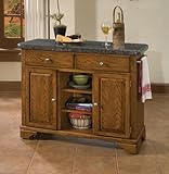 Salmon Granite Top on Oak Cabinet by Home Styles - Medium Wood (9300-1065)