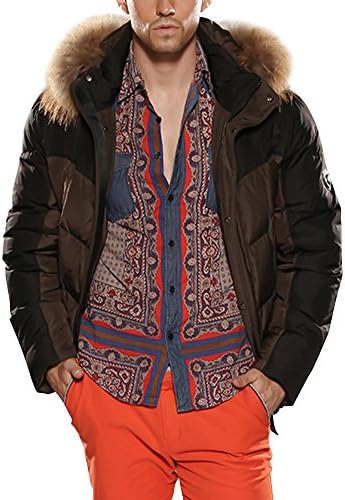 CWBCLE Men's Winter Warm Stylish Racoon Fur Hoodie Duck Down Coats