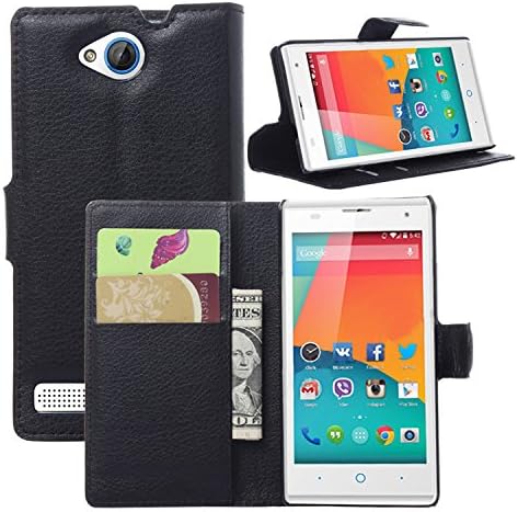 Wallet Flip Leather Case Stand Case Cover For ZTE Kis 3 Max / ZTE Blade G Lux Black