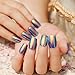 24pcs Fashion Style Symphony Shell Color Blue Metal Shine Bent Lady Artificial False Nail Tips Z089