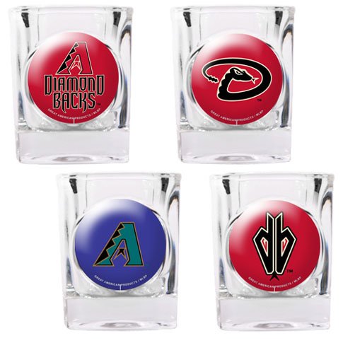 MLB Arizona Diamondbacks Four Piece Square Shot Glass Set (Individual Logos)