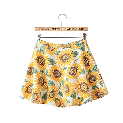 (シーファニー)Cfanny レディース ひまわり柄 可愛い フレア デニム おしゃれ 美脚 ミニ スカート