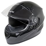 Hawk ST-1150 Glossy Black Dual-Visor Full-Face Motorcycle Helmet - Color : black - Size : Large Free Shipping