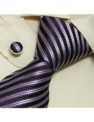 Blue striped cheap ties for men birthday gifts for man fashion silk ties cuff links set A1054