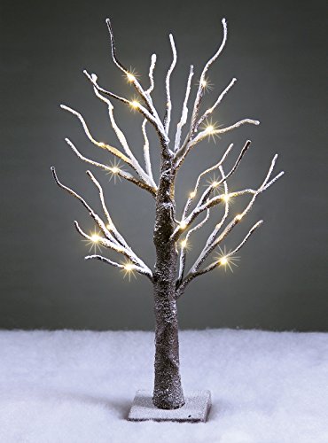 Lightshare™ UPDATE 24L LED Bonsai Snow Tree,+Free Gift:8L LED Poinsettia Artificial Decoration Light,Home/Festival/Party/Christmas,Indoor and Outdoor Use,Warm White