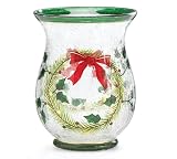 Christmas Wreath Candleholder Crackled Crimson Cardinal