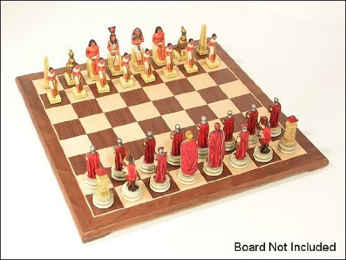 Hand Painted Egyptians vs. Romans Polystone Chess Pieces